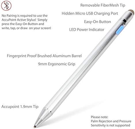 עט חרט בוקס גלוס תואם לפסגת MSI E13 Flip 2 -in -1 - חרט פעיל אקטיבי, חרט אלקטרוני עם קצה עדין במיוחד - כסף מתכתי