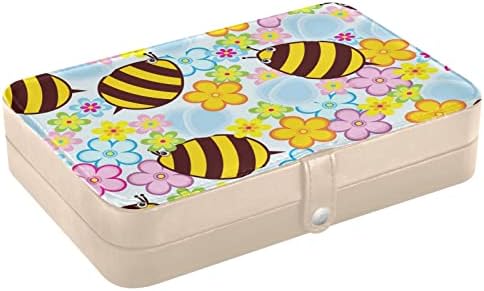דבורי דבש של Innewgogo קופסת תכשיטים קטנה מארגן תכשיטי עור PU מארגן אחסון תכשיטים למתנות