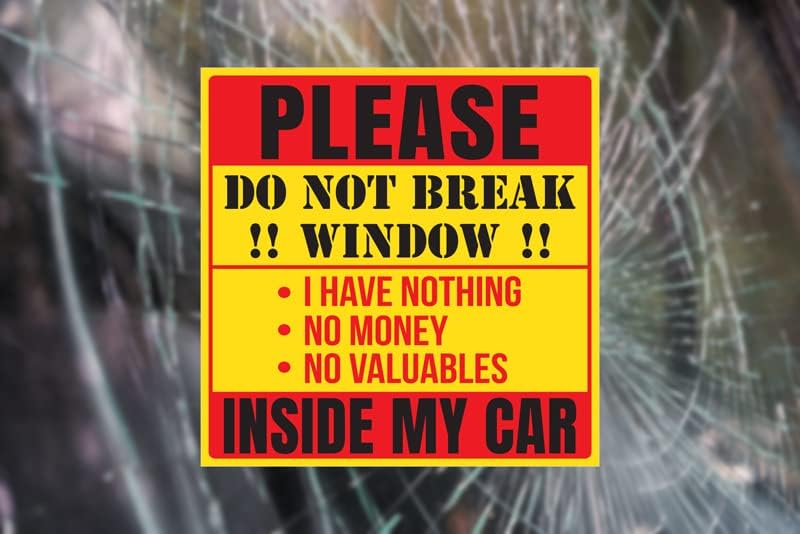 אל תשבור חלון אין כסף במדבקת רכב צדדית מדבקות ויניל עמידות ועמידה לאורך זמן, מוגן UV, אטום למים 3x3 ב