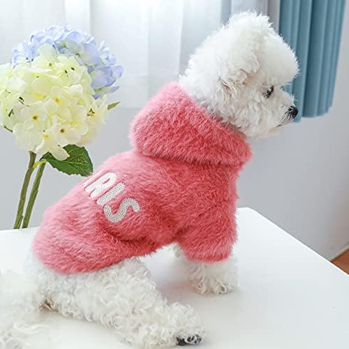 סוודר כלבים בינוני נקבה מחמד סווטשירט עם צבע טהור בצבע טהור קטיפה מעיל חם חתול אותיות בגדים חמים בגדי כלבים קטנים סט נקבה