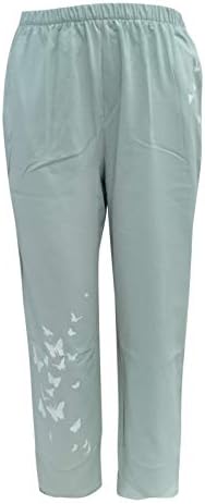 מכנסי קפרי מזדמנים לנשים טרנדי כותנה מכנסיים מכנסיים וינטג 'הדפס בתוספת גודל מכנסיים קצוצים עם כיסים