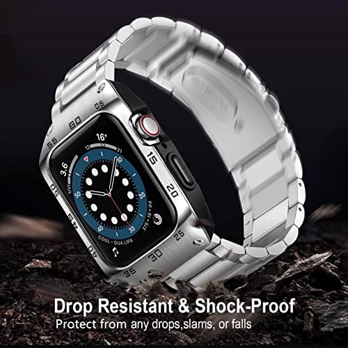 Hatalkin תואם להקה של Apple Watch 44 ממ עם מארז פגוש מתכת, להקות גברים מחוספסים עבור Apple Watch SE/Iwatch Series 8 7 6 5 4, מארזי מגן