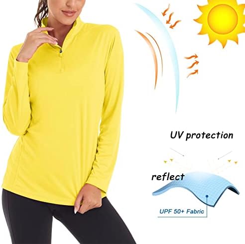 Biylaclesen נשים UPF50+ חולצות הגנת שמש שרוול ארוך צמרות אימון יבש מהיר