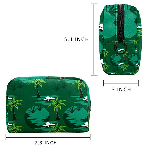 עץ דקל ירוק שקית נסיעות קוסמטית ירוקה קיבולת גדולה לשימוש חוזר שקית מטרה של איפור חוזר לנשים נערות נערות 18.5x7.5x13 סמ/7.3x3x5.1in