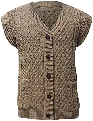 מעילים לגברים כותנה כותנה סוודר סרוג סרוג רגוע בכושר V צוואר כפתור סרוג ללא שרוולים מעילי חורף מעילי חורף