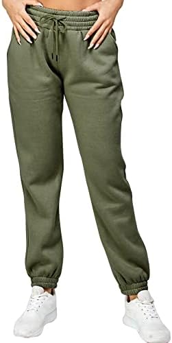 מכנסי טרנינג של IUUI לנשים - צמר מותניים מוערך גבוה ריצות נשים עם מכנסי טרקלין לכיסים לריצת אימון יוגה