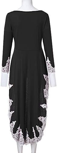 שחור שמלות נשים של מוצק מזדמן סוודר או - צוואר צבע מכפלת סדיר ארוך שרוולים תחרה דרס נשים של קומפי שמלה עבור