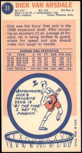 1969 Topps 31 דיק ואן ארסדייל פיניקס סאנס אקס/MT Suns Indiana