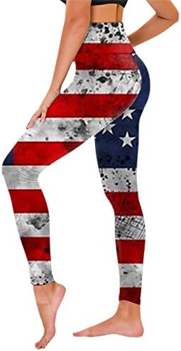 נשים יוגה חותלות בקרת בטן פטריוטית דגל אמריקאי פטריוטי מכנסי עיפרון דקים