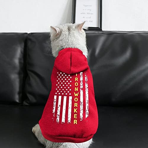 דגל אמריקה של עבודת ברזל בגדים חליפת חיות מחמד כלב אחד עם אביזרי חיות מחמד לגור וחתול S