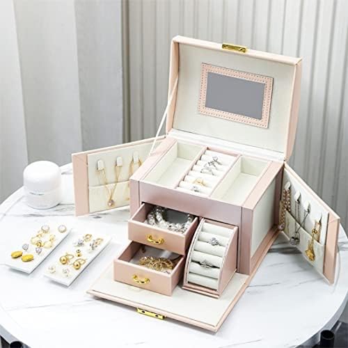 מארגן קופסאות תכשיטים של גזווה - קופסאות תכשיטים לנשים מארגן תכשיטים קופסא עם מראה ומנעול, קופסת תכשיטים גדולה מארז תכשיטים ניידים לעגילים