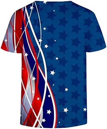 חולצות פטריוטיות בארהב לנשים 4 ביולי אופנה כוכבי דגל אמריקאים פסים מודפסים חולצת טי שרוול קצר של צווארון V