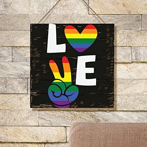 Love Heart LGBT קשת ענן שלט עץ לוח מגדרי שוויון קשת גאווה LGBTQ דלת עץ תלייה תלייה